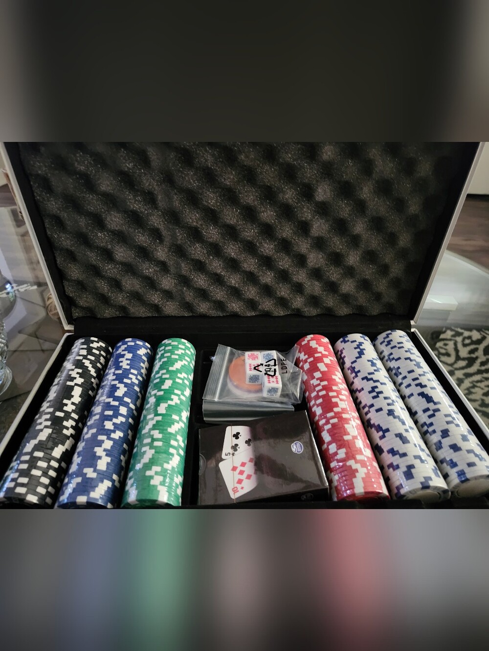 Premium Poker Chip Set with Red, Green, Blue Chips